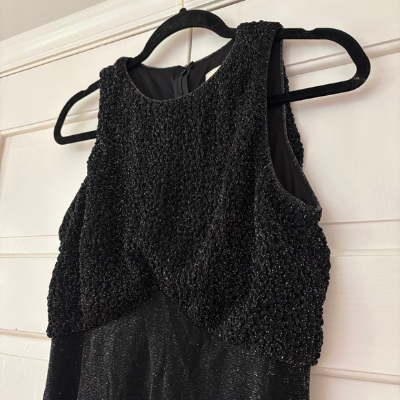 Vintage 90s Cache Size 6 Metallic Black Sleeveless Maxi Gown‎ Dress Made in USA - Picture 3 of 13